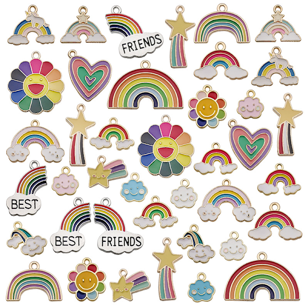40 stk. Regnbue Metal Charms Perler til DIY Halskæde Armbånd Øreringe Smykkefremstilling Håndværk