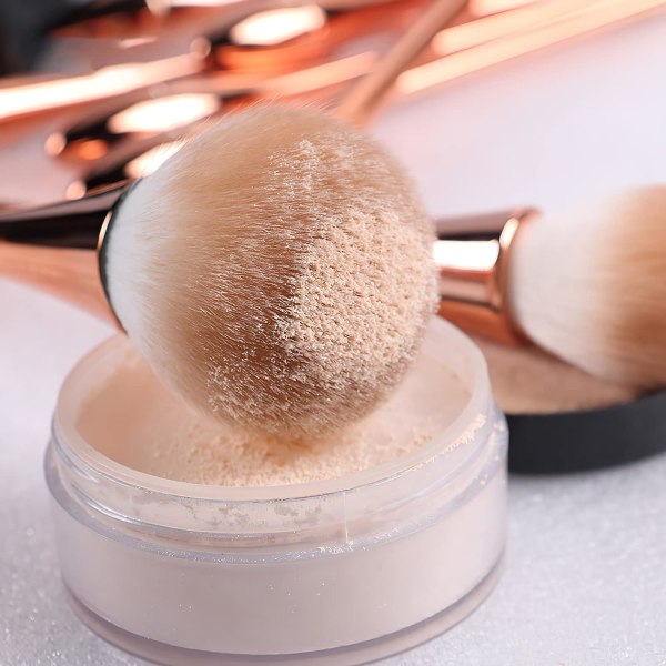 Pudder Makeup Brush, Blush Brush, Stor Ansiktsbørste for Løs