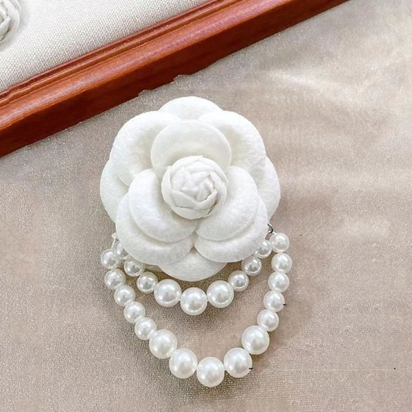 7cm Vintage Ull Kamelia Blomma Pärla Tofs Broscher Nål Armband Hårnål Huvudbonader Brosch Sjalnålar Bröllopsfest Gåva Nätt Elegant Slagnålar D