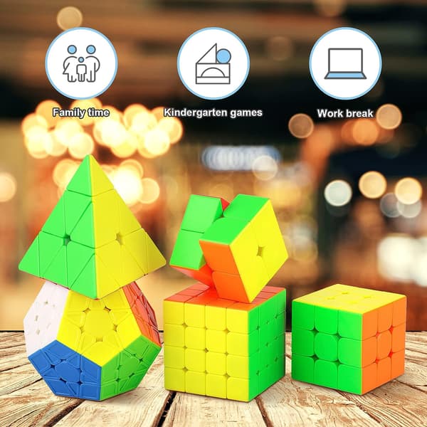 [5 Pack] Speed ​​Cube Set, Moyu Meilong MF2S 2x2 MF3S 3x3 MF