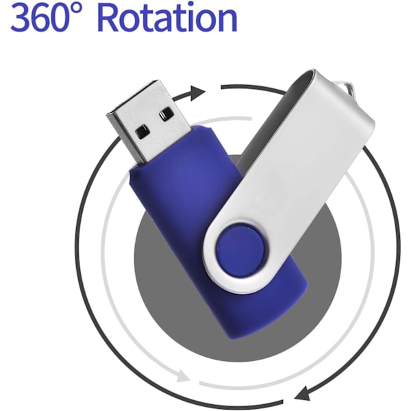 Pakkaus 64G, Musta, Sininen USB-muistitikku 64GB USB 2.0 Muistitikut Kääntyvä USB-muistitikku Köysillä Hyvä lahja lapsille vanhemmille ja ystäville