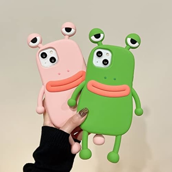 3D Cartoon Söt Kawaii Underbar Korvmun Groda Form Barn Tonåringar Flickor Kvinnor Mjuk Silikonfodral för iPhone 13 Pro Max G