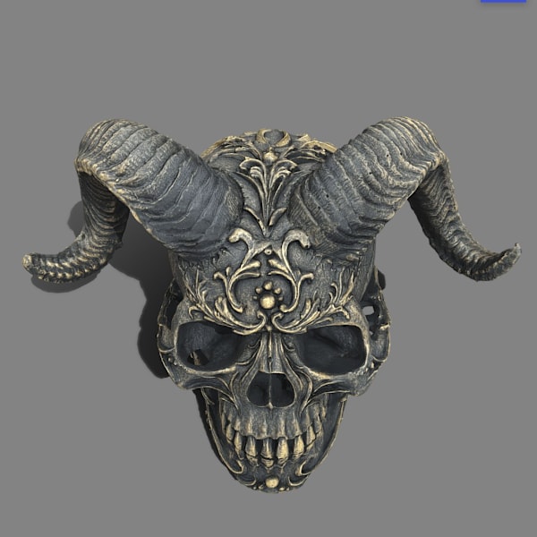 Djævelens Hoved Skull med Horn Djævel Figur