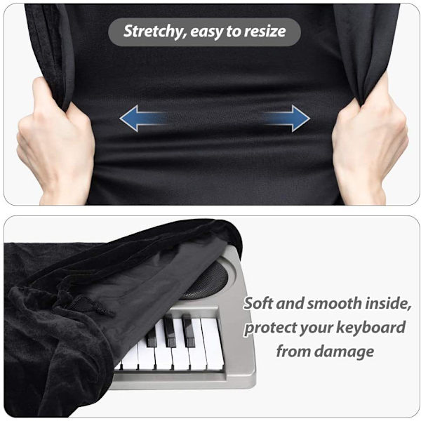 Stretch dammskydd för keyboard; Lämplig för 61 till 76 toner