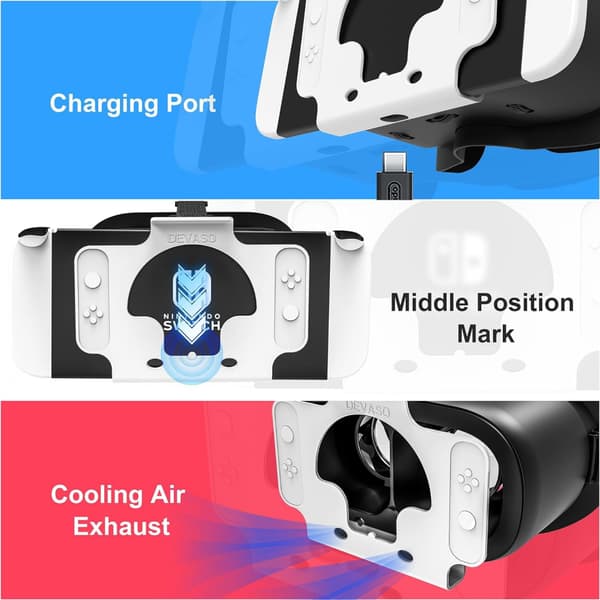 Switch 3D VR-briller for Nintendo Switch/Switch OLED, med justerbar HD-linse Black and White