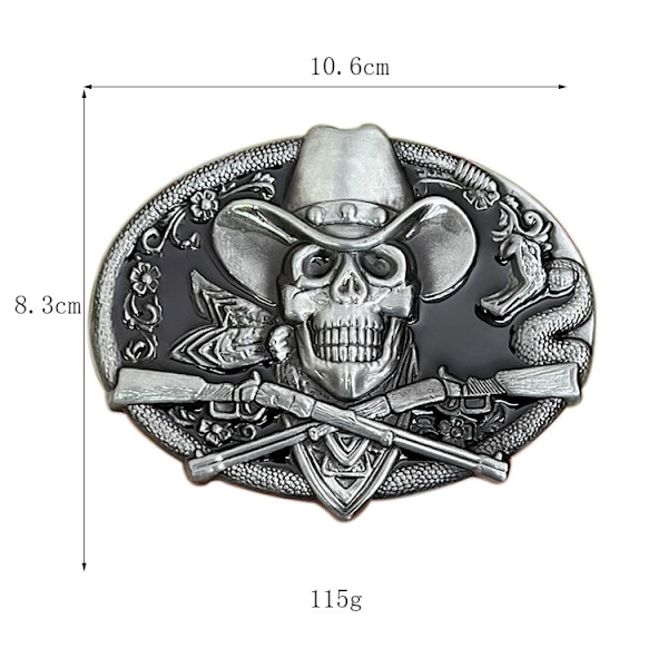 Spökskelett Skalle Bältespänne för Män Amerikansk Indian Western Cowboy Bältespänne