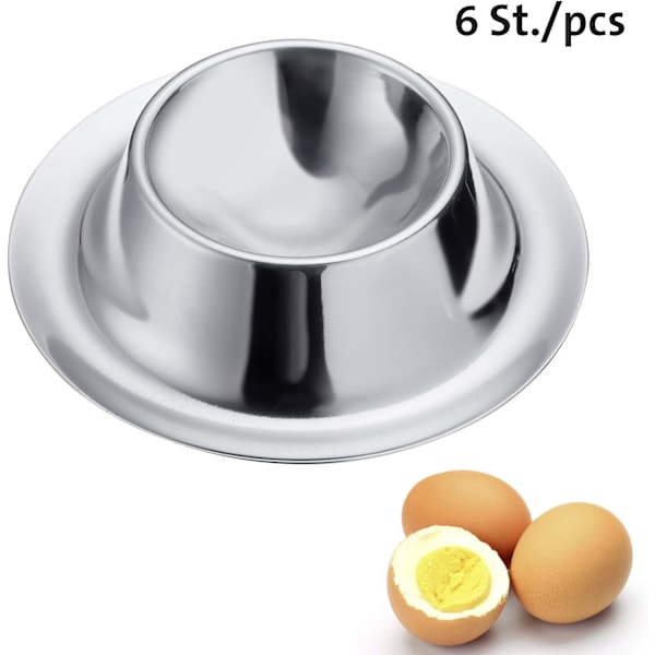ø 8,5 cm, Sølv 6 eggkopper, Rund, Stablebar, Rustfritt stål