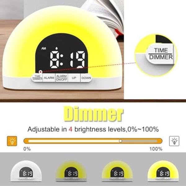 Sunrise Alarmure, Digital Dæmpbar Sunrise Simuleringsur Smart Søvn Vækkeur Lysur til Soveværelser Tung Søvn