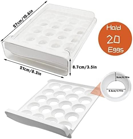 1 stk. plast eggboks, 20 egg kjøleskap eggboks, Deecam stabelbar tra