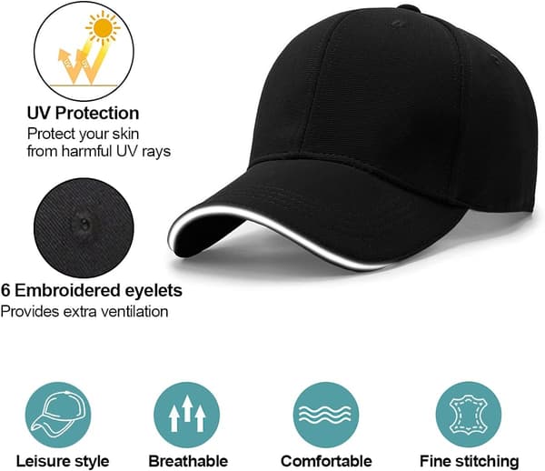 Baseballkeps, Unisex Justerbar Panel Solhatt, Golfkepsar Sport C