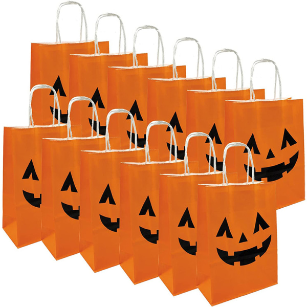12 pakker Halloween græskar poser trick or treat poser fest goodie tote gavepose med håndtag fest favoriser