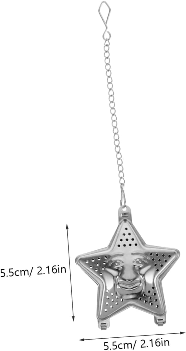 3 stk. stjerneformet te-infuser i rustfritt stål med kjede, finmasket tesil, multifunksjonell