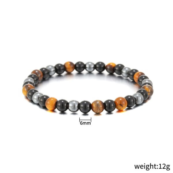 1 TRIPLE BESKYTTELSE NATURSTEIN ARMBÅND - Stretch Armbånd - Tigerøye - Svart Obsidian - Hemat