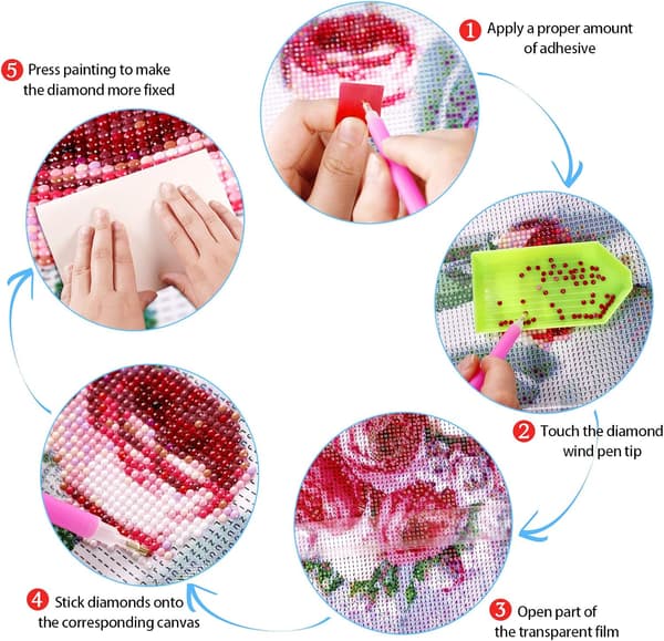 5D Diamantmaleri Kit  Rose Diamantmaleri Kit  Komplette Ki