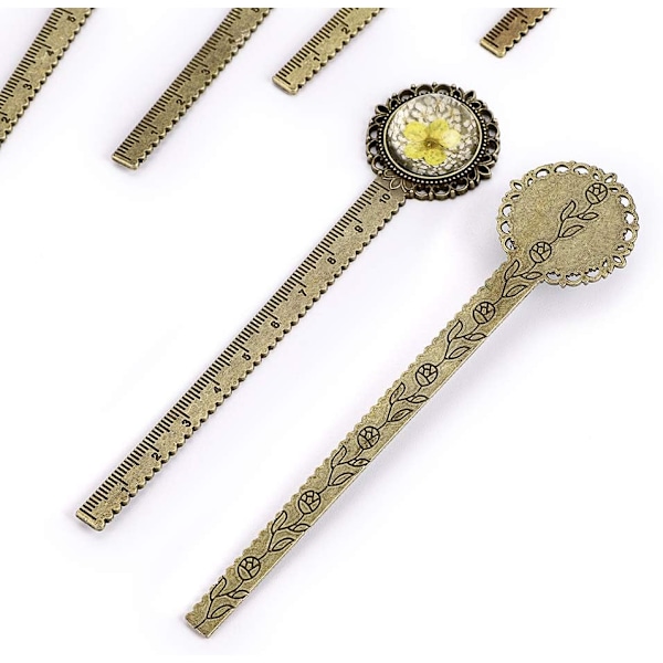 6 stk. metalbogmærke lineal bronze bogmærke retro bogmærke