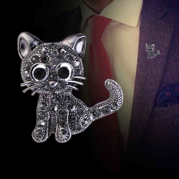 Ladies Women Alloy Diamond Studded Animal Crystal Brooch Gif