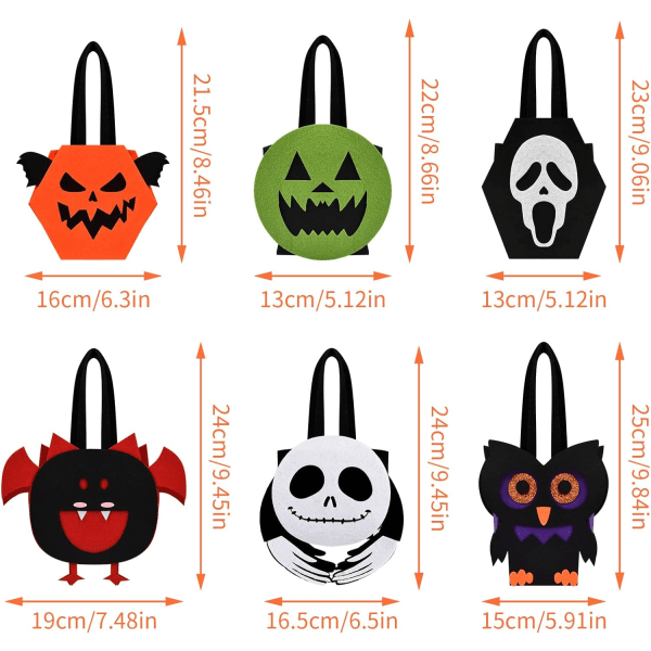 6 st Halloween godispåsar, Halloween presentpåsar, Halloween godis B