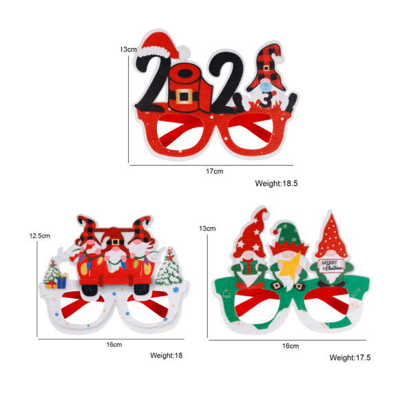 3-pack 2023 Nya Julglasögon Dekoration Barnfest