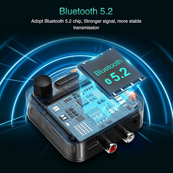 Bluetooth 5.2-adapter för bil, 2-i-1 Bluetooth-ljudsändtagare med 1,44\" stor skärm