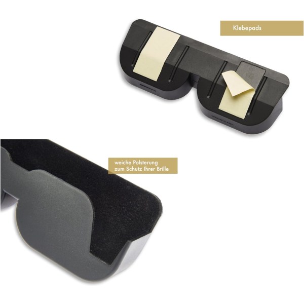 Bilbrilleholder - Selvklæbende solbrilleopbevaringsholder med filtpolstring til bilbriller