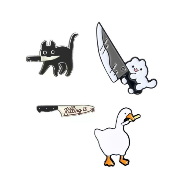 Dyr med kniv Emalje Brosje Pin Sett for Ryggsekker Jakker Søte Emalje Pins Anime Pins