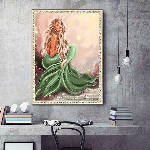 30x40cm Kit#F 5D DIY Timanttimaalaus, Merenneito Timanttimaalaus,