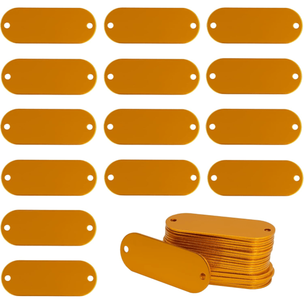 Förpackning med 25 tomma aluminiumbrickor med 2 hål (orange)