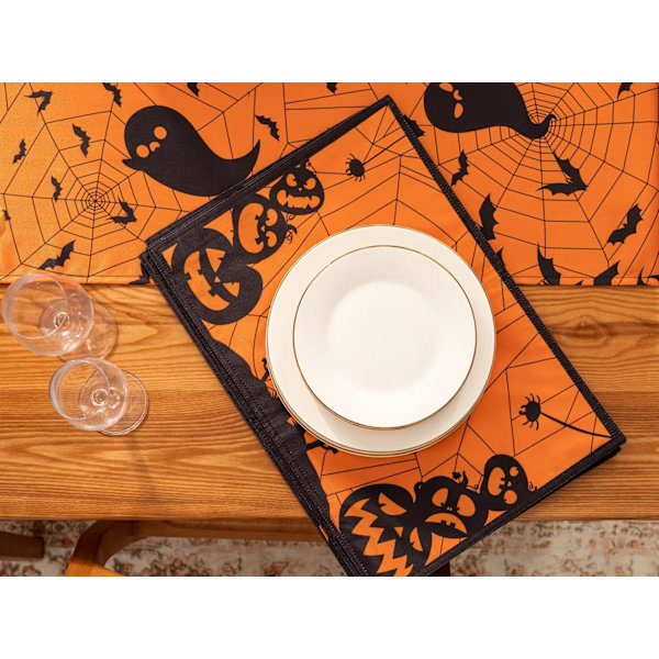 6 kpl Halloween-siluetti pöytäkoristeita Halloween-koristeluun, illallisjuhliin ja pelottaviin elokuvailtoihin, kauhuelokuva-iltaan, Rev