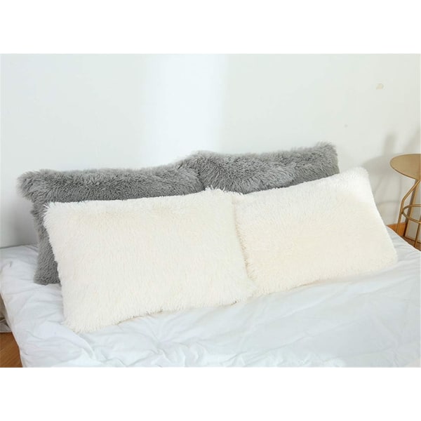 2 tyynynpäällisen set 50 x 70 cm, Pehmoiset tyynyliinat, Erittäin pehmeä, Sohva, Puutarhasisustus, Ulkona, Valkoinen, 5