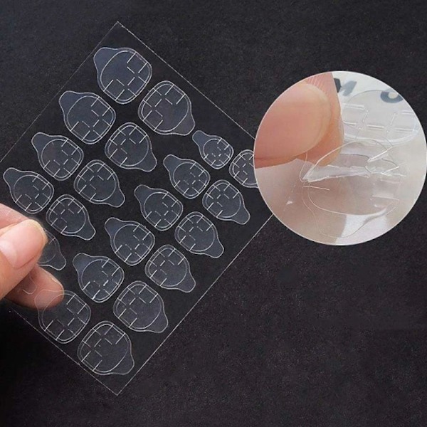 10 ark - 24 st dubbelsidig nagelkonsttejp - genomskinlig nagellim