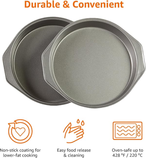 Set med 2 runda non-stick bakformar i kolstål 23,9 cm, grå
