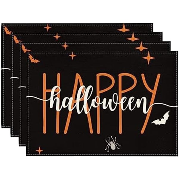 Fladdermus Spindel Glad Halloween Mats Set om 4, 12x18 Tum Säsongsbetonad Höst Semester Bord Mattor för Utomhus Hem Fest Matplats