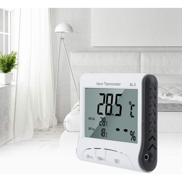 Termometer - Digitalt Alarm Termometer Hygrometer Husholdnings elektroniske display Høj Lav