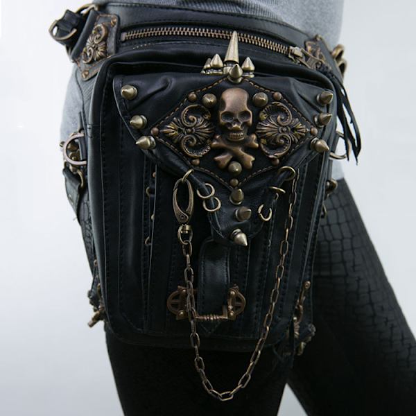 Steampunk midjeväska Fanny Pack Fashion Gothic Läder Axel