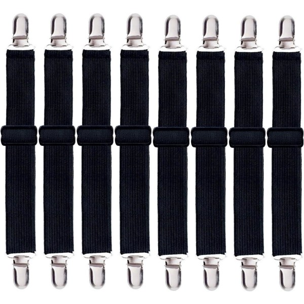 8-pakning lakenstropper, justerbare lakenstropper med klips