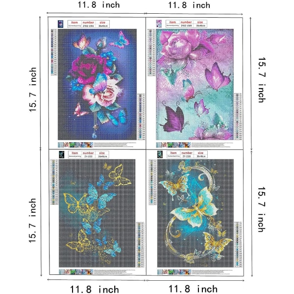 (30x40cm) 5D Perhosen Timanttimaalaus Sarjat, 4 Timantin Sarja