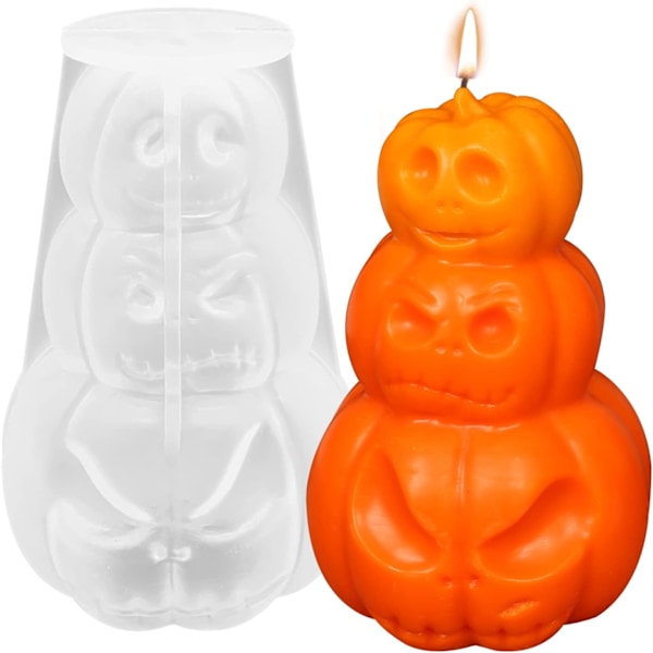 1 stk 3D Græskar Lysform Halloween Harpiksstøbe Silikonform til DIY Aromaterapi Lys Voks Gips Polymerler