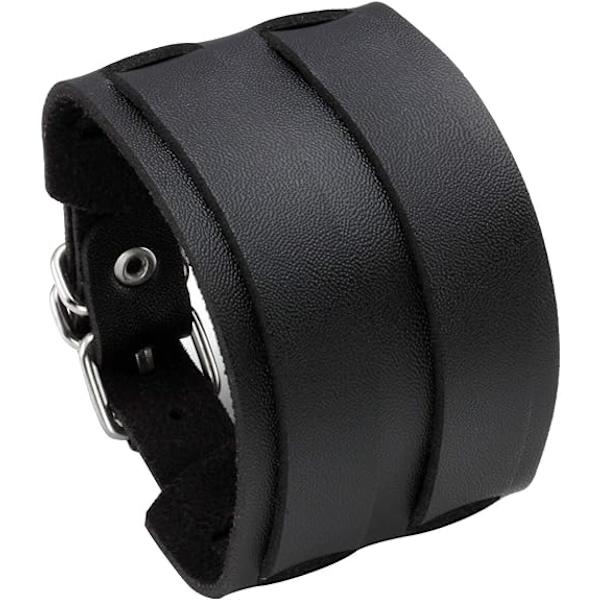 Svart Läder Punk Rock Armband Set för män Kvinnor Nitar Armband män