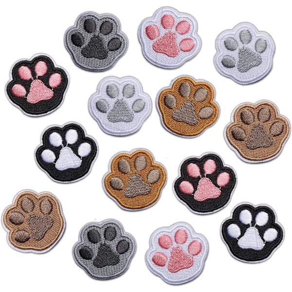 14 stk. Paw Print Strygemærker til Tøj, Stryge/Sy på Broderi Applikationsmærker, Søde Pote Dekorerende DIY Håndværksmærker til Kjoler Jeans Hatte Sko S