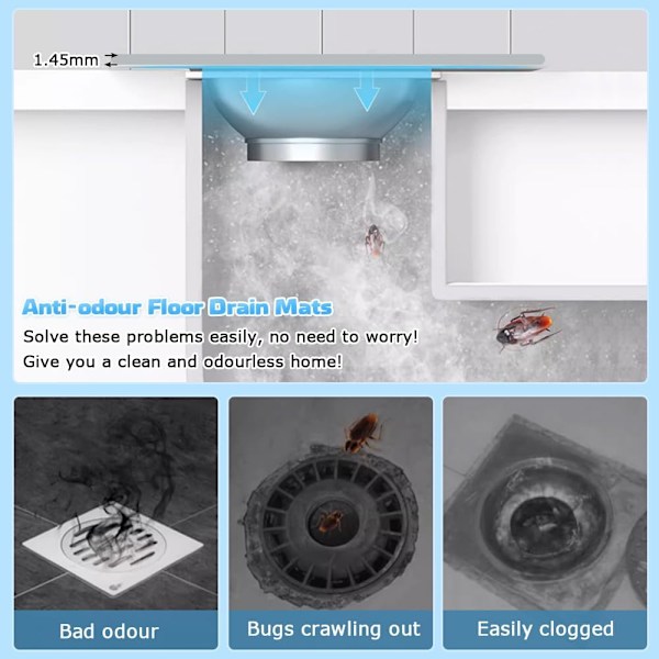 4 st Silikonavloppsskydd 15 * 15cm Anti-Luktshowerlock Badkaravloppsskydd Filter Köksbadrumsvask Sil