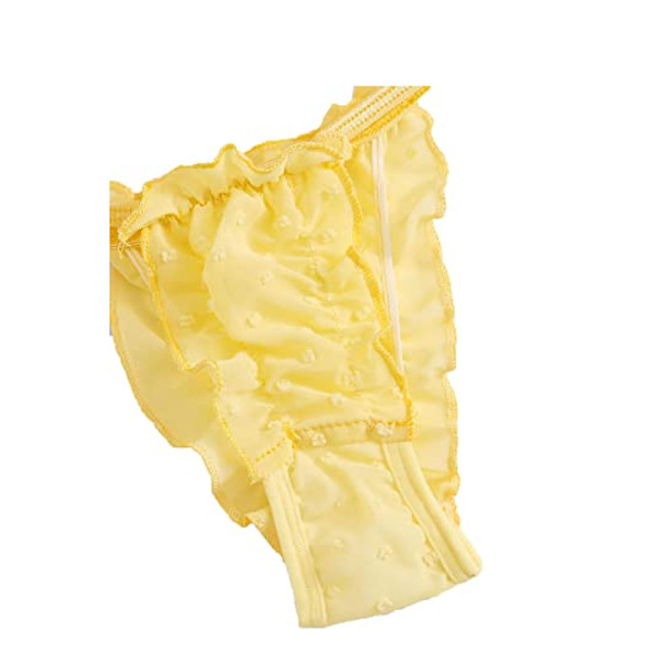 Dam Lingerieset med Självbindande Rynkad Kant i Dobby Mesh - Sexig BH och
