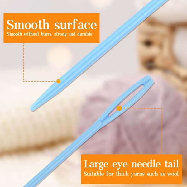 50 STK Plast Garnnåler 7 cm Fargerike Store Øye Synåler Plastnåler for Garn DIY Søm Håndlagde Håndverk