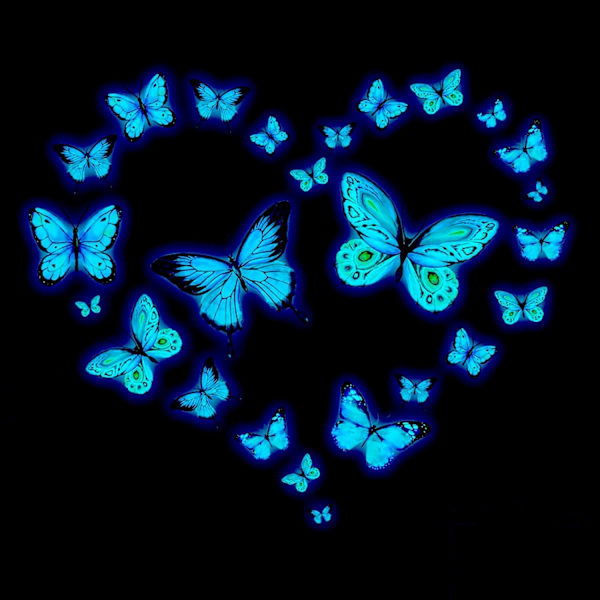 25 stk. Fluorescerende Sommerfugl Klistremerker Selvlysende Veggklistremerke Sommerfugler Selvlysende Klistremerker Fluorescerende Veggklistremerker for Stue, Dekorativt Klistremerke
