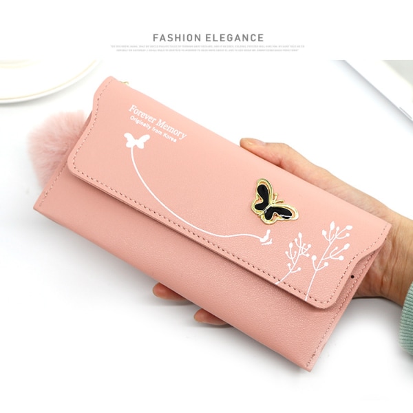 Butterfly Wallet for Women Pink, Women's Purse, Leather Bifold Wa