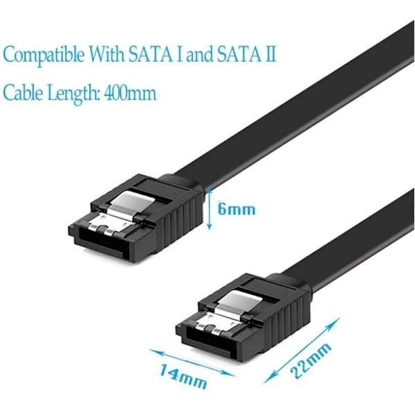 40 cm SATA Datakabel 6,0 Gbps Svarte Ender Plugg i Seriell SATA Harddisk Kabel SATA 3.0 SSD Datakabel