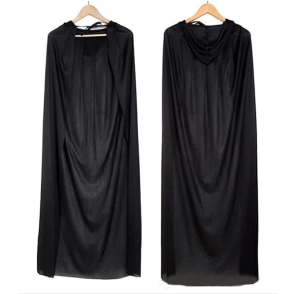 Svart hettekappe for Halloween, heks kostyme, cosplay tilbehør