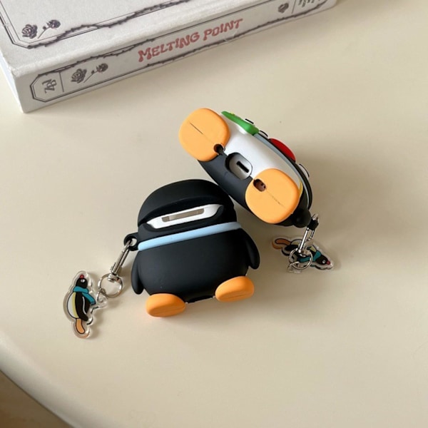 Sött Kawaii-fodral för AirPods 4, Skal Kompatibelt med AirPod 4:e generationen 2024, Roligt Pingvin Stöttåligt Skyddande Hörlursfodral för Air pods
