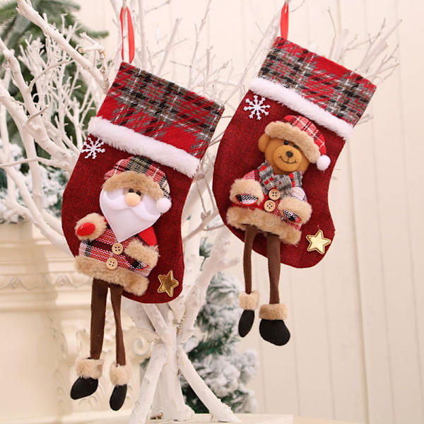 Julstrumpor, 2-pack Julgåvor Bär Dekoration