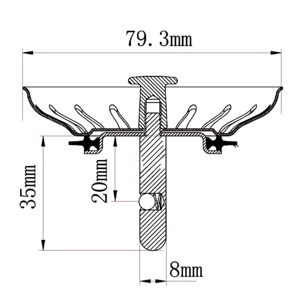 Kurv til køkkenvask 79,3 mm - Universal rustfrit stål si, pop-up kurvprop, -