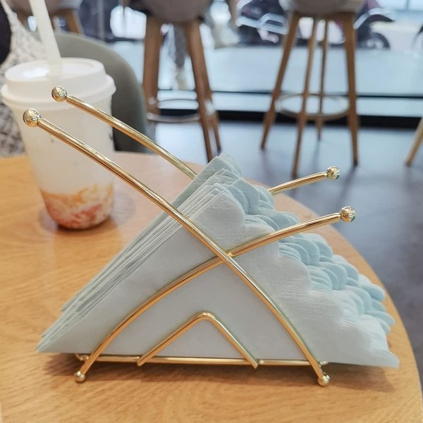 Serviet Holder, Papirhåndklædeholder, til Bord, Arbejdsbord eller Skrivebord, Spisestue, Køkken, Restaurant, Bar, Picnic (Guld)
